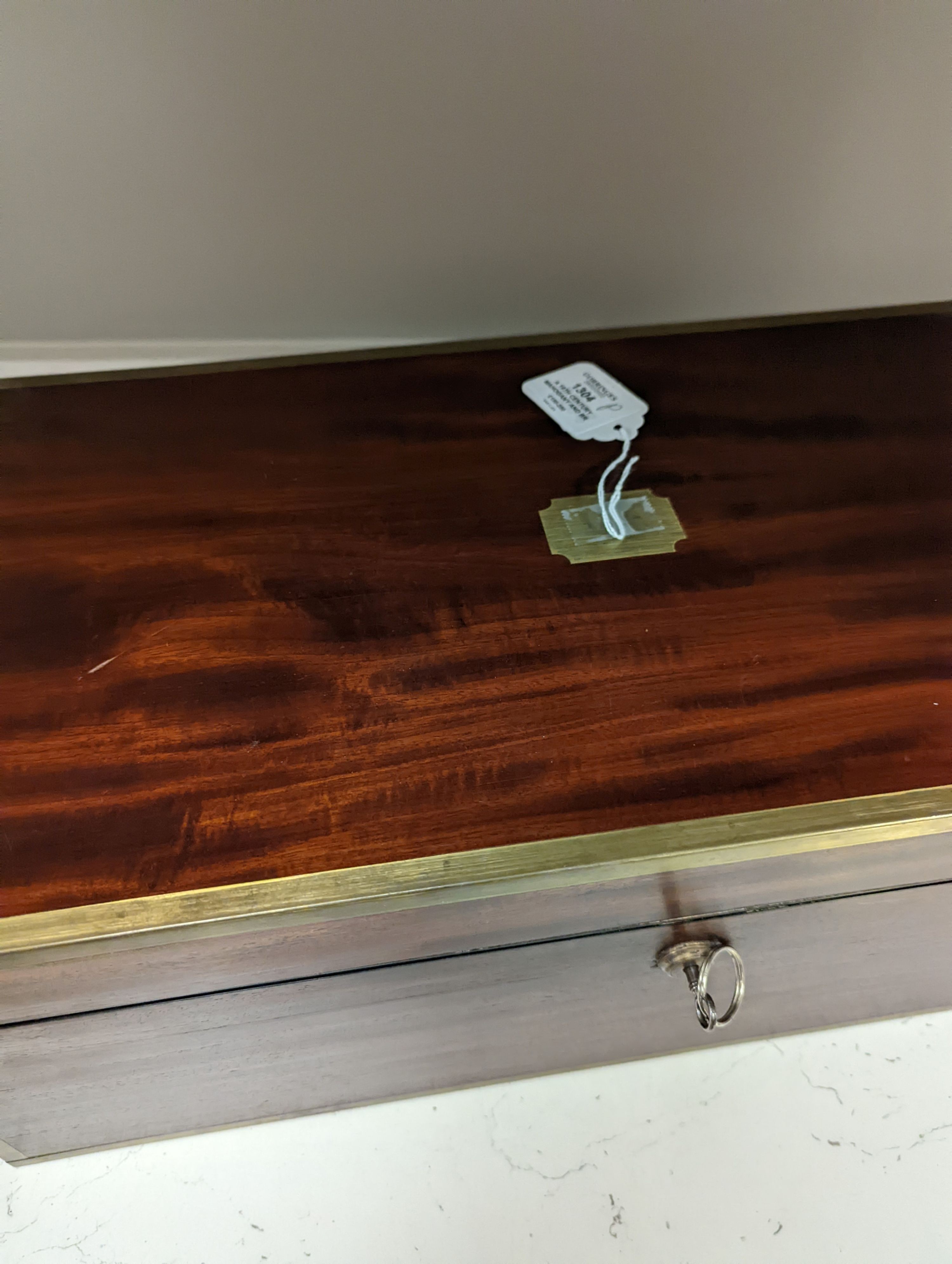 A 19th century mahogany and brass mounted writing slope, 51cm